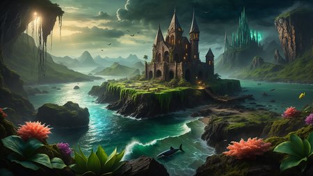 Hyperrealistic art A dark and atmospheric scene inspired by H.P. Lovecraft's "The Call of Cthulhu." In the foreground, the ancient, crumbling city of R'lyeh rises from the depths of the ocean, with its non-Euclidean architecture and impossible angles, covered in seaweed and strange, glowing algae. Towering above the city, the monstrous figure of Cthulhu emerges from the water, his grotesque, squid-like head with writhing tentacles, and massive bat-like wings casting a shadow over the landscape. His eyes glow with a malevolent, otherworldly intelligence. The sky is dark and stormy, with lightning illuminating the chaotic, nightmarish scene. Jagged rocks and towering waves crash around the city, adding to the sense of impending doom. The background features a turbulent ocean and a chaotic, swirling sky filled with dark clouds and flashes of lightning. The atmosphere is filled with a sense of cosmic dread and horror, capturing the terrifying and unfathomable nature of Lovecraft's universe. The overall style is highly detailed and realistic, emphasizing the ancient, alien nature of R'lyeh and the monstrous presence of Cthulhu. 
 <lora:Enhanced_XL_V1:0.8> enhanced, Hyperrealistic art Hyperrealistic art A stargate bustling futuristic cityscape, floating in post-nuclear war destroyed world with nuclear fallout, creating a juxtaposition between advanced technology and human greed, complete with hyperrealistic detail, cinematic lighting and vibrant colors <lora:world_glass:1>, dynamic, cinematic, masterpiece, intricate, hdr, . Extremely high-resolution detail, photographic, realism taken to the extreme, fine texture, incredibly lifelike . Extremely high-resolution details, photographic, realism pushed to extreme, fine texture, incredibly lifelike, RAW Proffesional Photography of a landscape, Long shot, __Kamera__, (comet:0.1), (flowers:0.1), (water lilies:0.1), (insects:0.1), (animals:0.1), (birds:0.1), (waterfall:0.1), (Fish in water:0.1),(Tundra:0.1), (Desert:0.1), (Rainforest:0.1), (Mountains:0.1),  ( Frontal fog:0.1), (Waves:0.1), (Stars:0.1), Sunny, psychedelic, entropy, shallow depth of field detailed background, dark noir style, HDR, RAW, ray tracing reflections, sharp focus, ultra realistic, 12k  <lora:add-detail-xl:1>, cinematic photo, a extreme deep underwater world in which occasionally (full body view of a Orca:2.0), coral reefs, algae, underwater plants, colorful fish, The scene features clear water with (random time of day, random weather:1.3), love and entropy are depicted throughout the scene, with mini insects and microcosms complementing the detailed background, HDR, RAW, ray-traced reflections, sharp focus and ultra-realistic detail, 35mm photograph, film, bokeh, professional, 4k, highly detailed
<lora:SDXLHighDetail_v5:1> <lora:more_details:1>, nsfw, Raw poster, concept art, landscape, psychedelic, Raw poster, concept art, landscape, psychedelic, depicting a two-part scenario of the same scene: in the upper half, a dark magic ocean  lonely islands with palms, coconut trees, waterfalls, flowers, insects, birds, where dolphins play in the waves and the occasional shark fin breaks the surface; transitioning seamlessly into the lower half, a microcosm of an very deep and very dark underwater world with (colorful fish, mystical lights, coral reefs, seaweed, underwater plants:1.3),  and occasional (orcas:0.9) and sharks gliding through the depths., foggy, random weather, random daytime,  (love:1.3), (spring saeson in the ball:1.3), entropy, (mini insect:0.1), shallow depth of field detailed background, sunshaft, surreal, dark noir style, HDR, RAW, ray tracing reflections, sharp focus, ultra realistic, 12k
<lora:dreamcolor:0.3> <lora:EDG_-_Test_Lora:0.3> <lora:more_details:0.3>, Raw poster, concept art, landscape, psychedelic, Cloudy,Twilight, Crescent moonlight,beautiful waterfall in the middle of a forest, swiss landscapes, (love:1.1), Ice fog, entropy, (mini insect:0.1), (shallow depth of field detailed background:1.2), dark noir style, HDR, ray tracing reflections, sharp focus, ultra realistic, 12k <lora:add-detail-xl:1><lora:LowRA:1> <lora:more_details:1> ,m0nst3rfy3 <lora:m0nst3rfy3(0.5-1)M:1>, <lora:SDXLHighDetail_v5:1> . Extremely high-resolution details, photographic, realism pushed to extreme, fine texture, incredibly lifelike