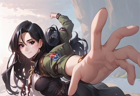 abbystea style, (score_9, score_8_up, score_7_up, highest score, best quality:1.2), zPDXL3, good_hands, hi-res. 8k,  1girl, black hair, long hair, large breasts, black eyes, mole under eye, BREAK  black dress, smirk BREAK IncrsPunchMeme, incoming punch  BREAK  dramatic lighting, perfect hands, perfect eyes, (high quality:1.1), (ultra detailed:1.1), Expressiveh
