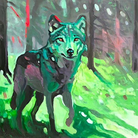 artmix07 wolf in forest <lora:artmix07:1>