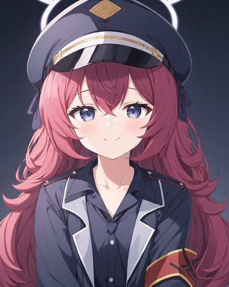 iroha \(blue archive\),1girl, solo, white_background, simple_background, halo, looking_at_viewer, smile, armband, peaked_cap, black_headwear, collarbone, black_shirt, long_sleeves, small_breasts, upper_body, military_hat, open_clothes, military, safety_pin, black_jacket, military_uniform, collared_shirt, closed_mouth
<lora:iroha_(blue_archive)_image99_batch3_v1-000045:1>,halo,. gorgeous,key visual, vibrant, studio anime,award-winning, professional, highly detailed,high budget, cinemascope