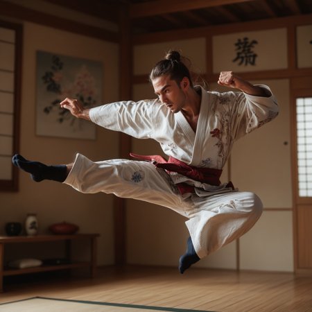  (((score_9, score_8_up, score_7_up))), ((( highly detailed, masterpiece, perfect, detailed, hd, )))
,
((( Jumkicmb, jumping, flying kick, kicking )))
,
((( 1boy, solo, kimono, handsome )))
,
((( )))
,
((( Indoors, dojo ))) 
,
((( Best view )))
,
(( ))
,
((( )))
,
()