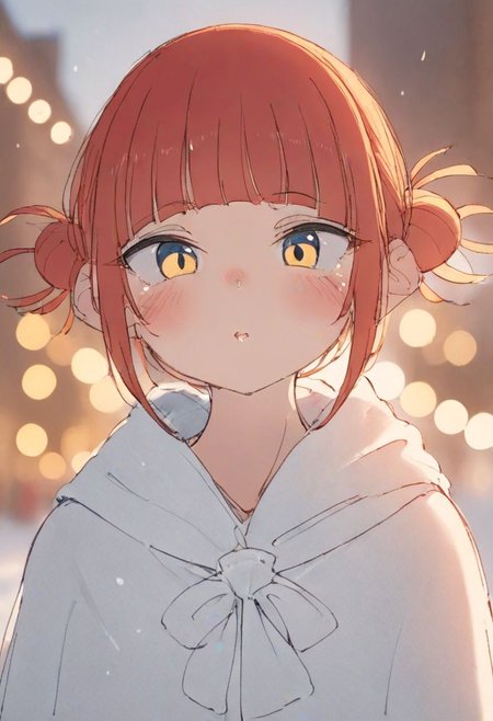 (Blondie:1.0),photograph of a cute adult girl, redhair, pale skin, freckles, blush, innocent, petite and youthful face, silver blue eyes, wearing a cloak, city christmas festival, snowfall, Porta 160 color, shot on ARRI ALEXA 65, bokeh, sharp focus on subject, shot by Don McCullin, nsfw, (natural skin texture, hyperrealism, soft light, sharp), (perfect round eyes:1.3), Capture the essence of her beauty, Enrich the composition with soft, diffused natural light that accentuates the textures and colors, creating a timeless and culturally rich image, EyeDetail-SDXL, fFaceDetail-SDXL