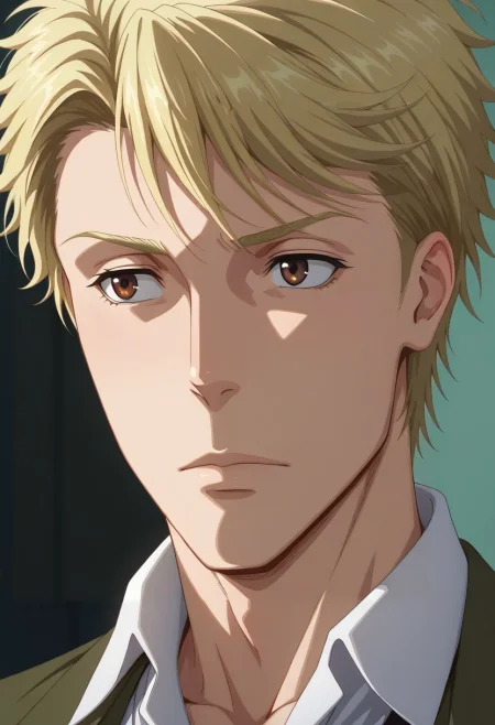 masterpiece, best quality, , (realistic:0.6),, 1boy, solo, male focus, <lora:john_h_watson_ilxl:0.9>, john_h_watson, blonde hair, brown eyes, short hair, ,