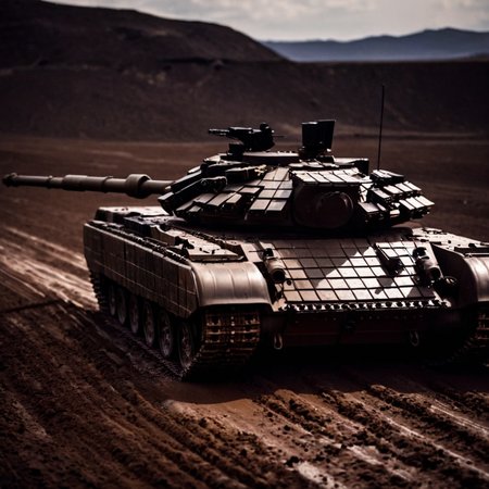 cinematic film still of  <lora:skin tone style:1> skin tone style
 <lora:detailed_notrigger:0.2>
 <lora:perfection style:0.3>
 <lora:detailed:0.1>
 <lora:Reactive armour style:1> Reactive Armour  style
a tank is sitting in the dark on a dirt ground
with Reactive Armour, shallow depth of field, vignette, highly detailed, high budget, bokeh, cinemascope, moody, epic, gorgeous, film grain, grainy