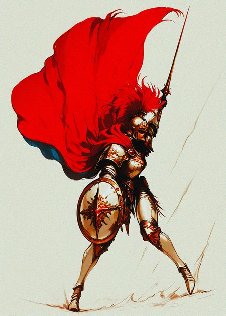 score_9, score_8_up, score_7_up, realistic, 
masterpiece, best quality, amazing quality, highres, absurdres, very aesthetic, very awa,expert shading,
3l3ganc3, 1girl, solo, 
asymmetrical dual wielding, buckler, cape, dual wielding, full armor, full body, helmet, holding, holding polearm, holding shield, holding weapon, knight, lance, plume, polearm, red cape, shield, weapon, white armor, winged helmetï¼ Attack, dynamic pose, dynamic angle, retro_artstyle, retro,  <lora:ponyv6_noobV1_2_adamW-000017:0.7> <lora:Elegence_Niji:0.8> <lora:RetroAnimeILXL:0.75> <lora:nhl-001-20:0.25> <lora:NOOB_vp1_detailer_by_volnovik_v1:0.95> <lora:Vonderful_Psychasurreal:0.8> <lora:USNR_STYLE_XL_lokr:0.55>