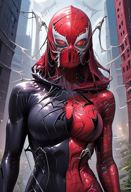 ring on finger,latex elbow gloves, rings,Short sleeves,symbol on gloves,painted nails,ghost rider,purple and black multicolored,suit,spider symbol on suit, mask,ghost rider.rings on finger, mask, horned,arm tattoos,neck tattoos,rings on fingers,red and black spidersuit,ring on finger,detached sleeves latex elbow gloves arm tattoo rings body tattoo black mask black bodysuit red spider symbol full body  print jewelry breasts lips animification earrings upper body piercing superhero parted lips bangs hood city silk ear piercing makeup spider web building tattoo medium breasts night eyebrow piercing hood up hooded bodysuit bracelet smoke hoodie portrait gloves arm tattoo smile choker moon hair behind ear full moon black bodysuit large breasts, ring, lip piercing split color hair two tone hair black red multicolor hair multicolored hair painted finger nails 1girl red lantern rings thighs lips bodysuit covered navel spider web print wide hips toned abs thick thighs skin tight superhero hair multicolored hair painted finger nails 1girl rings thighsspidersuit red eyeshadow blue eyeliner large ass,red eyes black sclera,carnage , black bodysuit, hooded bodysuit, hood up,symbiote,teeth, monster, tongue, glowing, red eyes, red skin,carnage_assimilation