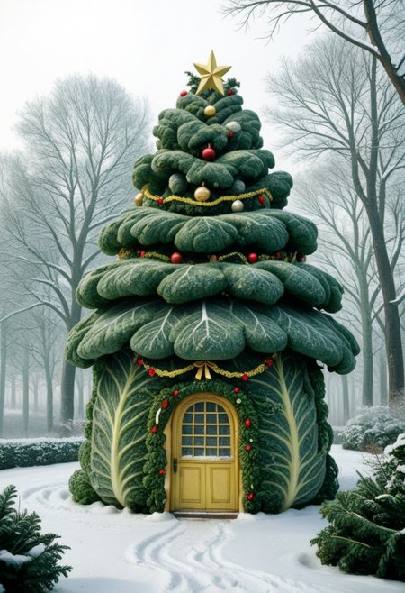 score_9, score_8, score_7,
illustration, intricate detailed, detailed art, (muted colours:0.8), 
Christmas tree, cabbage tree, cjdl,
outdoors, winter background,