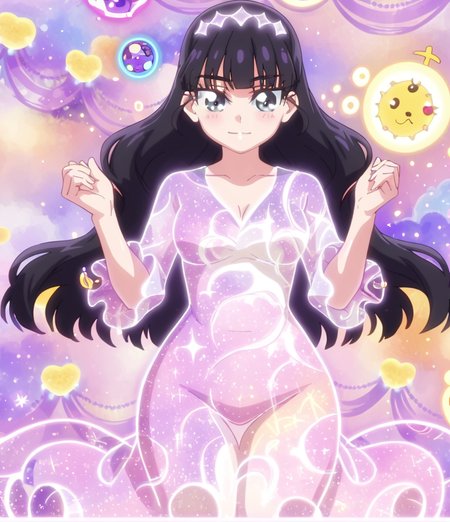 score 9, score 8 up, score 7 up, detailed background, shiny skin,
<lora:curefinale.pony:1>,
amane, transform, 
large breasts, wide hips, 
transparent, see-through, 
heavy blush,