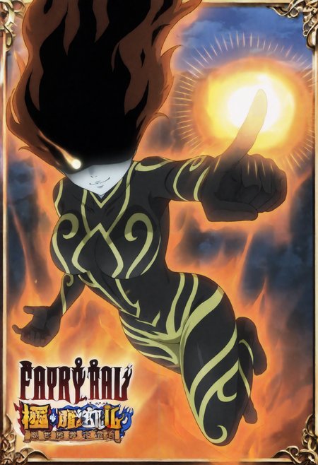 masterpiece, best quality, newest, absurdres, highres, dark, outdoors, night, closed mouth, anime screenshot, anime coloring, fairy tail, 1girl, solo, dimariags, floating hair, glowing hair, long hair, colored skin, black skin, one eye, no pupils, colored sclera, red aura, red neon trim, glowing eye, evil smile, pointing at viewer, energy ball, pyrokinesis, incoming attack, dynamic pose, foreshortening,  <lora:god_soul:1>