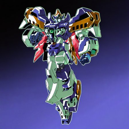 1boy, solo, f4ls4b4r, mecha, green eyes, full body, red wings, outside,