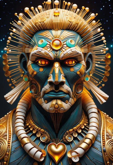 hyper detailed masterpiece, dynamic, awesome quality,DonMN33dl3P1ll0wXL male  ageless full-figured, native hawaiian, golden eyes,   protruding chin,  symmetrical cheeks,  heart face shape,   , golden blonde textured crop hair, awe,  dancing gracefully in a magical ritual, invoking the power of movement,      nanomancer, space-warping abilities, post-cyberpunk , elegant hand gestures, drawing symbols in the air to cast spells, ethereal light   <lora:DonMN33dl3P1ll0wXL:1>