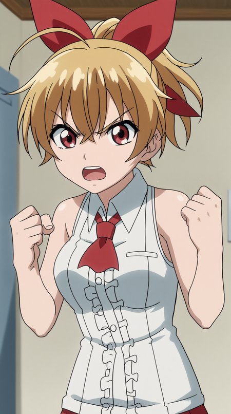 score_9, score_8_up, score_7_up,anime_source, source_anime, best background, detailed background, anime screencap, 4k, upscale,  Nonoka Nonoura, Main Outfit, open mouth, standing, cowboy shot, solo focus, blurry, v-shaped eyebrows, bare arms, 1other, clenched hands  <lora:JN_Nonoka_Nonoura_Pony:0.8>