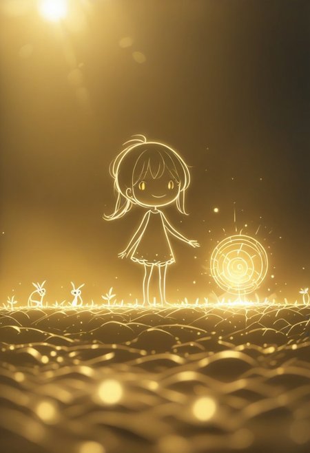 masterpiece, best quality, LIGHT ART PICTURE BOOK, golden theme