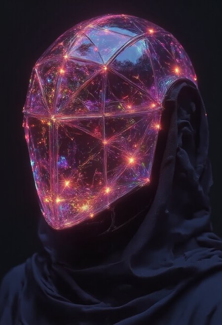 simple geomatric crown shape neonpunk helmet
