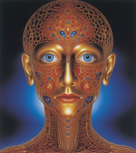 Tool Metal album cover, style by Alex Gray, (write text: "TOOL")