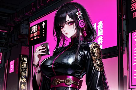 highly insanely detailed, masterpiece, top quality, best quality, highres, 4k, 8k, RAW photo, (very aesthetic, beautiful and aesthetic), ancient japanese cyberpunk, ancient chinese cyberpunk, ancient egyptian cyberpunk
1girl, solo, 
pure magenta background,transparent background, 
<lora:two_side_up-1.0:0>âââ