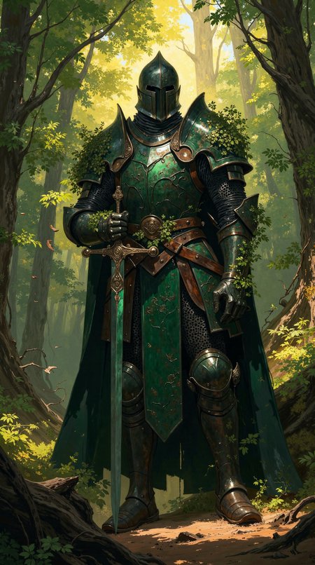 In the heart of the Emerald Veil, where sunlight danced through the canopy like golden fireflies, Sir Alden stood as a sentinel of the ancient woods. His armor, a masterpiece of craftsmanship, was not forged of mere steel but seemed to have been born from the forest itself. The dark green plates, etched with the intricate patterns of leaves and vines, shimmered faintly in the dappled light. Brown accents, like the bark of an ancient oak, traced the edges of his pauldrons and greaves, blending him seamlessly with the natural world. From the joints of his armor, small tendrils of ivy peeked through, as though the forest had claimed him as its own. His helmet, a fortress of metal, bore only a narrow slit for his eyes, hiding his face but not his presenceâa figure both imposing and serene.
His gauntleted hands rested gently on the hilt of his broadsword, its blade a deeper shade of green, as if forged from the heart of a primordial tree. The guard and pommel were adorned with delicate carvings of branches and leaves, as though the sword had grown rather than been made. It was not just a weapon but a symbol, a testament to the bond between the knight and the land he protected.
Around him, the forest breathed with life. The air was thick with the scent of pine and moss, and the distant murmur of a crystal-clear lake whispered secrets to the wind. Sunlight streamed through the leaves above, casting a mosaic of light and shadow upon the forest floor. Birdsong echoed through the trees, and the occasional rustle of a deer or fox added to the symphony of the wild. Yet, amidst this tranquility, there was a tensionâa sense that the forest was alive, watching, waiting.
Sir Aldenâs stance was calm but ready, his broad shoulders squared, his weight balanced on the balls of his feet. He was a knight, yes, but also a guardian, a bridge between the world of men and the ancient magic of the woods. The armor that encased him was not a burden but a second skin, a gift from the forest spirits who had chosen him as their champion. The leaves that peeked through the plates seemed to rustle with a life of their own, as though the forest itself was lending him its strength.
The scene was alive with motionâthe sway of branches in the breeze, the ripple of the lakeâs surface, the play of light across his armor. Yet, Sir Alden was the focal point, a figure of stillness and power amidst the dynamic beauty of the forest. His presence was both peaceful and commanding, a reminder that even in the most mystical of places, there was a protector, a knight who stood as a testament to the harmony between man and nature.
As the sunlight caught the edge of his blade, it gleamed with a soft, otherworldly light, as though the sword itself was alive with the spirit of the forest. Sir Aldenâs eyes, hidden behind the slit of his helmet, scanned the woods with a quiet intensity. He was not just a knight in armor; he was a living legend, a guardian of the Emerald Veil, and a symbol of the eternal bond between the wild and the warrior.
DB4RZ, g0thicPXL, mythp0rt
<lora:FLUX-daubrez-DB4RZ-v2:0.8>, <lora:gopFLUX:0.15>, <lora:artisketchyfs-v02:0.2>, <lora:FluxMythP0rtr4itStyle:0.15>