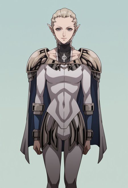 score_9, score_8_up, score_7_up, source_anime, BREAK ,,1girl, solo,     <lora:DX888Ophelia:1> ophelia, single braid, pointy ears, pauldrons, bodysuit, cape