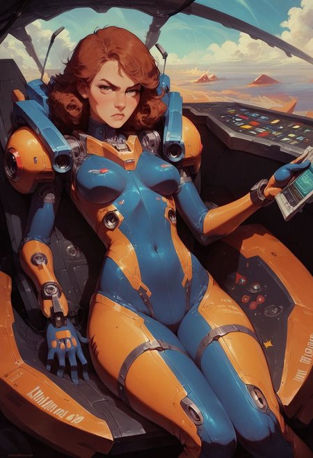 score_9, score_8_up, score_7_up, score_6_up, score_9, score_8_up, score_8, semi realistic, (serious, worry ) , Expressiveh, (super), (hourglass body, thight bodysuit:1.2), 1girl, ( solo), (look behind the viewer), (sit on seat of cockpit, piloting a spaceship, holding commands:1.5) (large shaggy covered strapped breasts, fits covered tight black outfit, covered yellow), (High speed, speed line, Hyperspace hublo, faster than light:1.6) 
looking at viewier