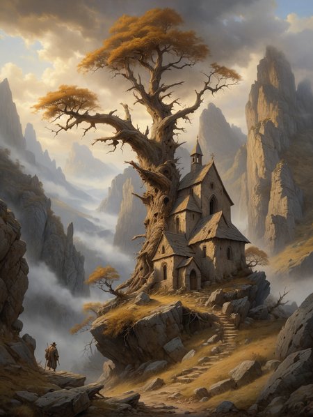 oil painting, A forgotten monastery in the mountains, 
 34K uhd, masterpiece, high detail, 8k, intricate, detailed, high resolution, high res, high quality, <lora:add-detail-xl:1.8>, highly detailed, Extremely high-resolution details, fine texture,
