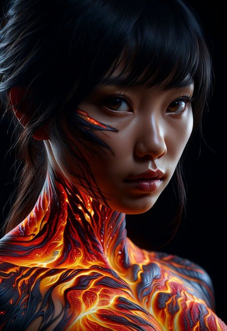 Close-up face, mysterious silhouette of a asian woman ral-lava clothing, backlit, alluring goddess, by Minjae Lee, Carne Griffiths, Emily Kell, Steve McCurry, Geoffroy Thoorens, Aaron Horkey, Jordan Grimmer, Greg Rutkowski, amazing depth, double exposure, surreal, geometric patterns, intricately detailed, bokeh,  perfect balanced, deep fine borders, artistic photorealism , smooth,  great masterwork by Suiras  <lora:add-detail-xl:2>  <lora:Double_Exposure:0.5>
