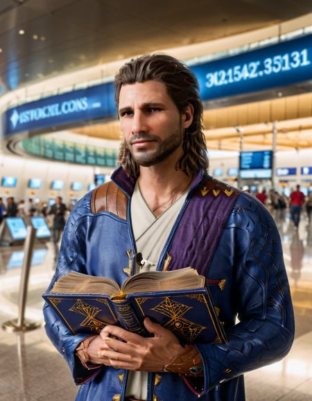 cinematic still man, holding book, airport . emotional, harmonious, vignette, 4k epic detailed, shot on kodak, 35mm photo, sharp focus, high budget, cinemascope, moody, epic, gorgeous, film grain, grainy, man, holding book, airport, cinematic, complex, highly detailed, very intricate, elegant, fancy background, warm light, sharp focus, inspired, rich vivid colors, open dynamic color, symmetry, heroic, beautiful, epic, grand, dramatic, ambient, illuminated, alive, strong, determined, amazing, emotional, shiny, colorful, focused, great, fantastic, awesome