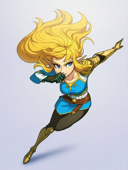 high quality, best quality, masterpiece, highres, very aesthetic, absurdres, <lora:illustrious_quality_modifiers_masterpieces_v1:.8>, detailed hair, <lora:NSFWFilter_illusXL_Incrs_v1:-.5>, solo focus, dynamic pose, portrait, headshot, isometric, 
Princess Zelda , blonde hair, blue eyes, ponty ears, medium breasts, prosthetic leg, prosthetic arm
, <lora:Derpixon Old Style IL:1> derpixonstyle