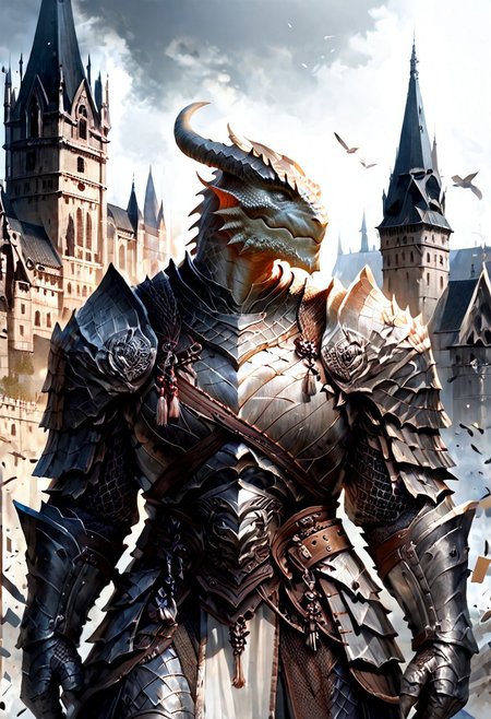 score_9, score_8_up, 8, score_7_up, score_6_up, solo,  massive dragonborn with strong armor, in the cathedral , dutch angle, scale mail armor, 40 year old, FFAOR,