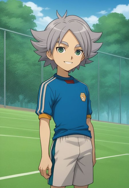 score_9, score_8_up, score_7_up, source_anime, highly detailed, 1boy, solo, male_focus, skinny, slender, 
fubuki2, 1boy, male focus, open eyes, soccer uniform, sportswear, tree, smile,
raimon soccer uniform, raimon, grey hair,