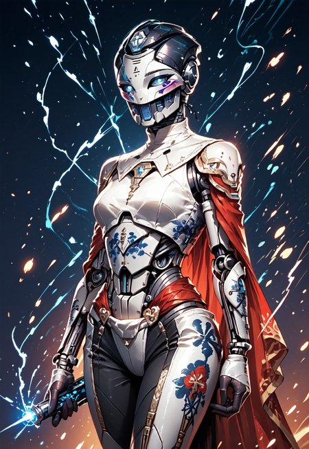 ((zPDXL3)), ((masterpiece,best quality, highly detailed)), ((score_9)), score_8_up, score_7_up, score_6_up, score_5_up, score_4_up, Digital painting style, brushstrokes, ((EnhanceImage)), solo, 1girl, d2ada-1, humanoid robot, android, mechanical parts, robot joints, mechanical legs, helmet,
Expressiveh, 30yo, 
chinese magical sorceress, animated, swirling magic, wisps of magic, magical accessories, evoking motion, conveying motion, dynamic splash art, ((handfixer)), four fingers, one thumb, 
<lora:PainterlyFantasiaPDXL:0.6>,