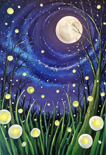 <lora:StylizedNightscape_IXL:1.0>,   N1ght, flower, sky, signature, tree, moon, grass, plant, star (sky), nature, full moon, starry sky, fireflies