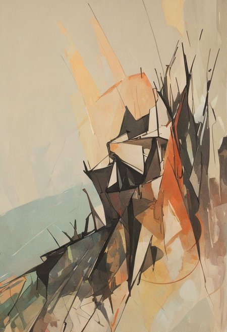 (Silhouette of a house on the cliff beside coast, flat painting background:1.5),
(abstract painting, impressionism, watercolor, oil painting brushstrokes, oil painting texture:1.3),
(brutalist architecture, BRIGHT green AND DARK BROWN color palette, curve LINE, circle, ellipse, core), AK, abstract, deconstruction, geometry, geometric composition,paint painting,harmonious colors, black frame,rectangle, tilt, flat painting, framex, horizontal, Constructivism, Fauvism,