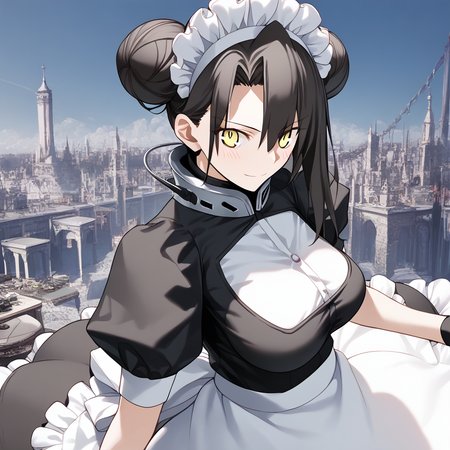 <lora:Takeuchi_Takashi_PonyXL_style_v01:1>
<lora:agent.pony:1>
score_9 , score_8_up , score_7_up , source_anime , 
masterpiece , best quality , ultra-detailed , 
BREAK
agent \(girls' frontline\), maid
1girl , woman , huge breasts , light smile , light blush , ((medusa (fate)):0.5)  , 
long black hair  , maid dress ,  
overlook view