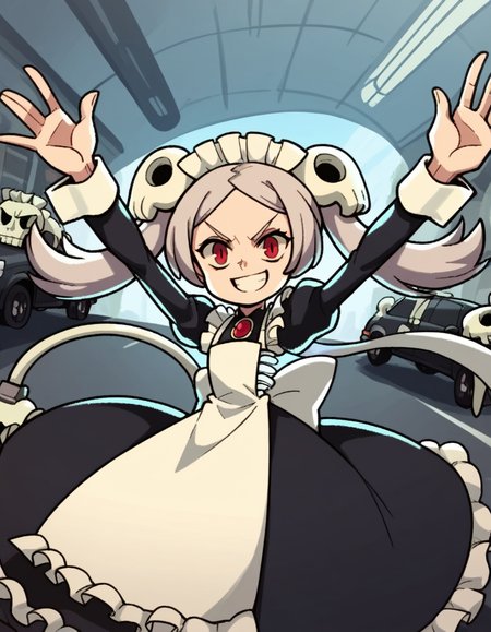score_9, score_8_up, score_7_up, source_anime, <lora:skullgirls-marie-ingame-ponyxl-lora-nochekaiser:1>, marie, hair ornament, red eyes, twintails, skull, skull hair ornament, grey hair, forehead,, apron, maid, maid headdress, long sleeves, wrist cuffs,, highway, cars, lanes, fast, long, smile, on back, arm support, arms up, incoming hug, pov, reaching, reaching towards viewer,, looking at viewer, solo,, dutch angle, cowboy shot