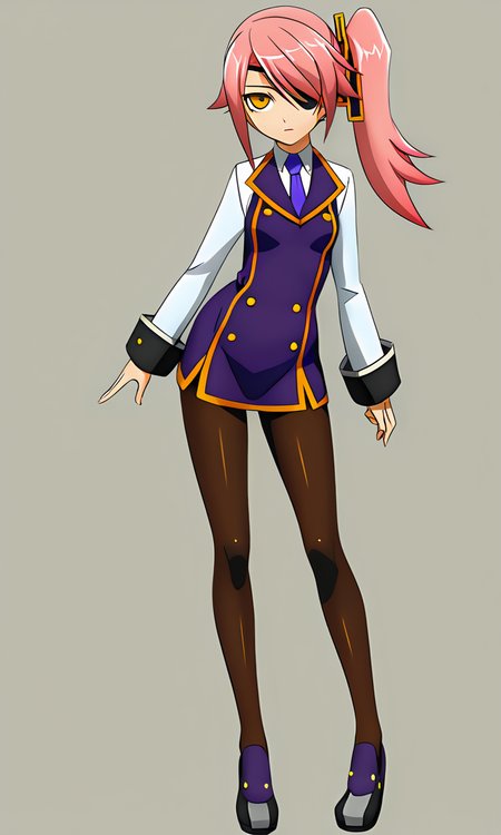 anime artwork illustrating Konoe_Ayatsuki_Mercury \(XB\), 1girl, solo, yellow eyes, long hair, skirt, simple background, breasts, small breasts, pink hair, pantyhose, uniform\(XB\), side ponytail,eyepatch. created by japanese anime studio. highly emotional. best quality, high resolution, Konoe_Ayatsuki_Mercury \(XB\), 1girl, solo, yellow eyes, long hair, skirt, simple background, breasts, small breasts, pink hair, pantyhose, uniform\(XB\), side ponytail,eyepatch, highly detailed, sublime, dramatic shining, sharp focus, extremely fine detail, cinematic light