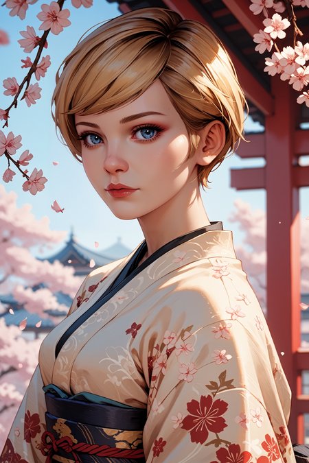 score_9, score_8_up, score_7_up,
<lora:LISVictoria:0.8>
LISVictoria, 1girl, blonde hair, blue eyes, short hair, looking at viewer, in a traditional kimono, surrounded by cherry blossoms