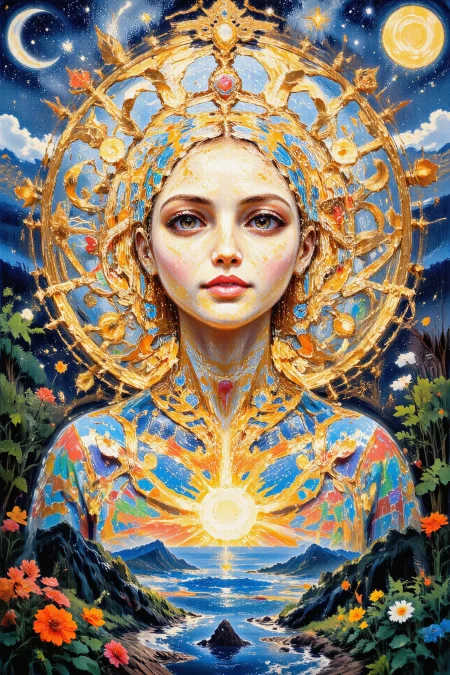 (hell) Costa Rican beautiful landscape,  bright luminous starry night, woman, intricate, very detailed, sharp, colorful, multilayer painting, <lora:Hand v2:1> <lora:Anti-Blur:1> <lora:Insane Detail Slider:0.5>   <lora:Flux.1_Turbo_Detailer:0.6> <lora:flux-photo-transparent_Alpha_1.0:0.8> <lora:flux.1_lora_flyway_Epic-detail_v2:0.6> <lora:Painterly01b_CE_FLUX_AIT:1> pntrlyCE_style, <lora:VividlySurreal:0.8>