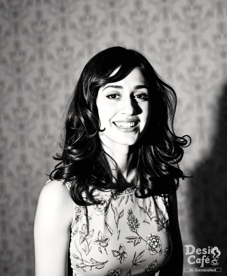 vintage still from black and white noir film photo of Disha Patani woman, hyper realistic photo that is safe for work, laughing, studio quality image, well dressed wearing intricate sleevelesssweatshirt, hair styled as bangs,muted shaded wallpaper background that contrasts with the person, cinematic lighting,âââââ  <lora:Disha_Patani_Flux_Kohya_V1:1> disha pataniâââ