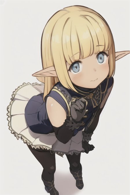 (realistic:0.2), anime illustration of (Mare Bello Fiore:1.1), full body, detailed, (realistic:0.2), 
short skirt, cute face, clear eyes, elf ears,  white background
simple background, cute girl, young girl, sunny day, with shadows, clouds (masterpiece),
<lora:auraAndMareBellaFiora_v10:0.7>,