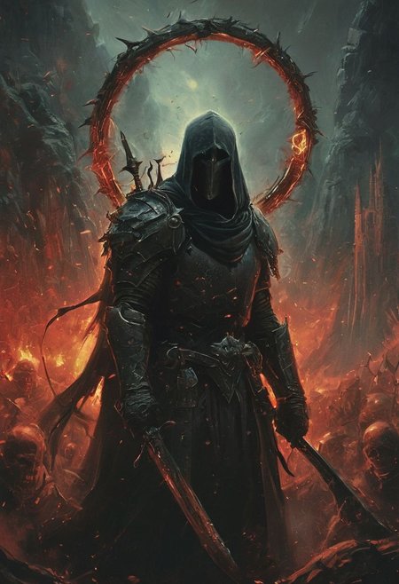 Completely Helm's fall absolutely nothing, pure black, detailed, but the Lord of the Rings of life are rising, FastNegativeV2, ral-dissolve,(James Ensor,Unica Zurn,Zdzislaw Beksinki:1.25), Skeletons,Weeping statues, Paranormal,Apparition, (Metallics:1.1), (Shape:1.1), (Monotyping:1.1), (Strobe light:1.2), Stone, Rhombus, ultra detailed, intricate, oil on canvas, dry brush, (surrealism:1.1), (disturbing:1.1) <lora:khorne:0.7> <lora:methurlant:0.5>
The king's guards fell like wheat before the scythe, their cries of alarm silenced by the swift and merciless blades of the assassin knights. In the heart of the fortress, they confronted the tyrant king himself, a figure wreathed in shadows and crowned with a crown of thorns.
A fierce battle ensued, the clash of steel and the crackle of dark magic filling the air with a palpable sense of impending doom. Sirah's daggers danced like silver serpents, finding their mark with unerring accuracy, 
creating a hyperpunk scene with desaturated translucent DARK Red and beige details, colorful (polaroid:0.7) with vibrant colors, (vacations, high resolution:1.3), (small, selective focus, european film:1.2), (sexual advance:1.1), ,end of hopes ,silence, extremely detailed,dark,sad, easynegative, digital artwork by Beksinski, extremely detailed, dark, chiaroscuro, low-key,in the style of Kelly Slater ,style by Kelly Slater,closeup,digital artwork by Beksinski, style of Kelly Slate