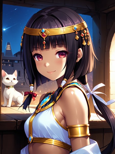 (upper body, solo focus:1.2) <lora:happy_tentacle-arle-v0.1-000034:0.8>, ht_arle, low ponytail, hair ribbon, black hair, egyptian clothes (petite:1.2), <lora:Shed_The_Skin's StS_age_slider_v1_initial_release:-1.4> ( :1.1) (perky breasts:1.2) ( , , ( :1.2) , smile , looking back :1.2) , indoors, ((night, night sky :0.6), :0.8), ( window :0.9), (furniture:0.9), abandoned , , , , (science fiction :0.9) ( :0.8) score_9, score_8_up, score_7_up, score_6_up, score_5_up, score_4_up, ( [(realistic, photorealistic:1.3):(realistic:1.2):16] [(3d:1.2)::14] :1) <lora:LUUNA's Lunas-NijiJourney-SDXL-B2:0.5>, nijijourney <lora:prgfrg23's Counterfeit-V3.0 Style SDXL_LoRA_Pony Diffusion V6 XL:0.5> <lora:mfcg's mfcgXL:0.12> <lora:reweik's gyokai(himehajime)_PonyXL_style_v01:0.14>