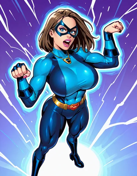 fighting game style ,masterpiece, best quality,  
 <lora:SusanSteelQuiron_style_v3:1> 
 SusanSteelQuiron,  Standing, pretending to smell a big flower,  ,
 1girl, superhero, superheroine with  sexy body woman,  thick thighs,  makeup, big breasts,  jewelry,   necklace, nail polish,   lips,   muscular, 
 from above,  paw pose, 
traditional lightning storm, . dynamic, vibrant, action-packed, detailed character design, reminiscent of fighting video games