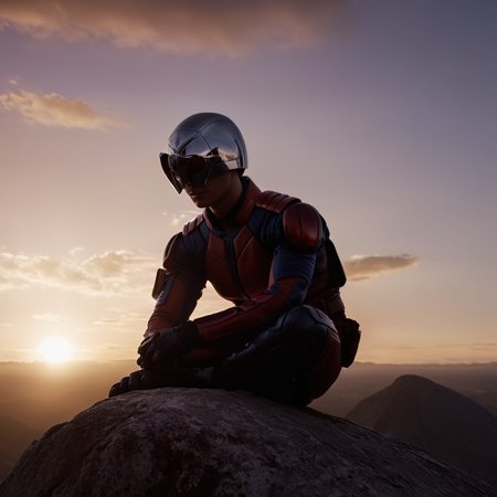 cinematic film still of cinematic film still of  <lora:add-detail-xl:0.1>1
<lora:detailed:0.2>
<lora:perfection style:0.2>
<lora:eyetune:0.5>
 <lora:xl_more_art-full_v1:0.3>
 <lora:Ron Fricke style:0.3>
 <lora:TeethXL:1>
 <lora:The Suicide Squad style:1>
a bird sitting on a rock with the sun setting in the background,solo,outdoors,sky,cloud,blurry,from side,no humans,bird,animal,plugsuit,oversized animal,souryuu asuka langley  ,movie themed, sharp, detailed, epic photography, artistic, dramatic light, cinematic style, film style, The Suicide Squad style, shallow depth of field, vignette, highly detailed, high budget, bokeh, cinemascope, moody, epic, gorgeous, film grain, grainy