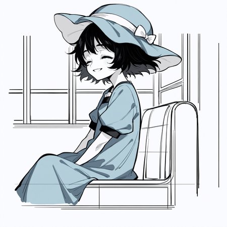 , score_9, score_8_up,score_7_up, source_ anime, horror \(theme\),  lineart, sketch, shiina mayuri, hat, blue dress, short sleeves, smiling, closed eyes, sitting on bus, looking at viewer, from side, solo,
<lora:Potat-lineart_sketch_v1-USENEG:-0.85>   <lora:steinsgate_shiina_ponyXL:0.8>,  <lora:ER-horror_v1:-2>