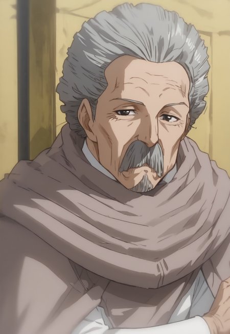 safe_pos, safe_pos, score_9, score_8_up, score_7_up, rating_nsfw, ultra hd, absurdres, solo, masterpiece, best quality, best aesthetic, Expressiveh, wolfconf,

BleachSoken, glassees, grey hair, mustache, beard, cloak, cape, old man, anime screencap, (portrait), looking at viewer, smile, horny, headshot