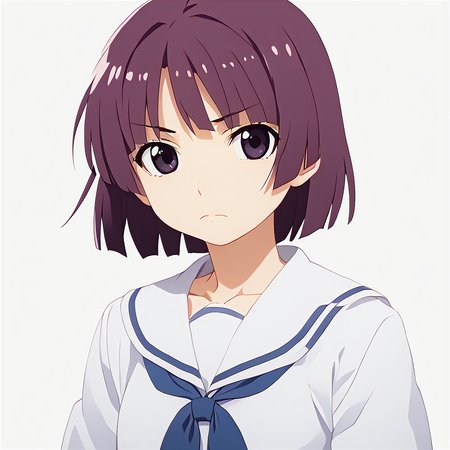 <lora:watanabeakio-000009:2>
score_9, score_8_up, score_7_up,score_6_up,
watanabe akio, poyoyon rock, watanabeakio, 
solo, 1girl, looking at viewer, 2D, anime, anime coloring, upper body, (simple background, solid white background:1.3), <lora:ruri_XL:0.5>,gokou ruri, school uniform, white shirt, closed mouth
