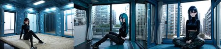 (otherworldly), highly insanely detailed, masterpiece, top quality, best quality, highres, 4k, 8k, RAW photo, (very aesthetic, beautiful and aesthetic), 
1girl, asian female, facing viewer, turtleneck, pants, 
<lora:MM5-v1:0.5>, blue wall, window, sitting, Magic Mirror Car, MM5, indoors, 
1girl, solo, 
(__lazy-wildcards/char/haircolor__),âââ