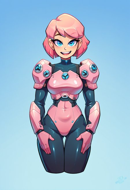 score_9, score_8_up, score_7_up, score_6_up, score_5_up, score_4_up, (sci-fi), young beautiful woman wearing pink mecha armor flyes, happy face, beautiful short hair, perfect body, looking at viewer, blue eyes, many details, zPDXL <lora:XL_Mecha_Knights_-_By_HailoKnight_V2:0.8> <lora:xl_more_art-full_v1:0.8> <lora:latex2_pony:0.8> latex, nfltx <lora:detailed_hands:0.8> hand