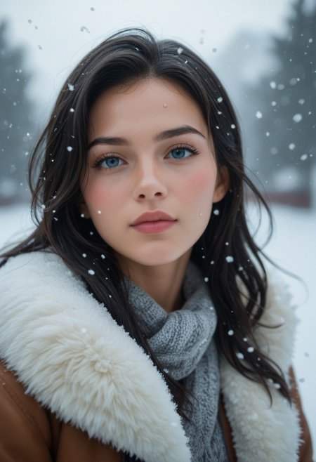 score_9, score_8_up, score_7_up, cinematic film still, beautiful woman, no make up, winter outfit, blush, black hair, head tilt, hair blowing in the wind, arctic circle snow drift, snowing, snowflakes, cold, chill bumps, approaching perfection, dynamic, highly detailed, smooth, sharp focus, intricate details, shallow depth of field, vignette, high budget, bokeh, cinemascope, moody, epic, gorgeous, film grain, grainy