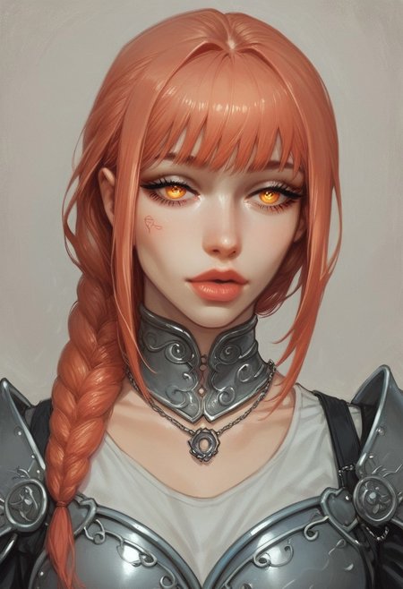 score_9, score_8_up, score_7_up,  masterpiece, best quality, very aesthetic, cinematic lighting, 1girl, makima (chainsaw man), chainsaw man, beautiful eyes, perfect face, chains, shadows, dark horror, neon cyberpunk,  <lora:Expressive_H-000001:0.8>, expressiveH  <lora:Pony_DetailV1.0:0.9> <lora:nostalgia-000011:0.9> retro
((full-clothed armor)), medieval style
BREAK 
strange world background score_9, score_8_up, score_7_up, score_6_up, source_cartoon, rating_explicit, Expressiveh, (((((upper body, portrait))))), dynamic pose
